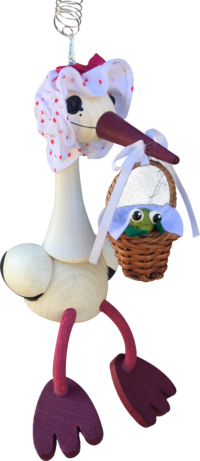 Stork with Baby Frog